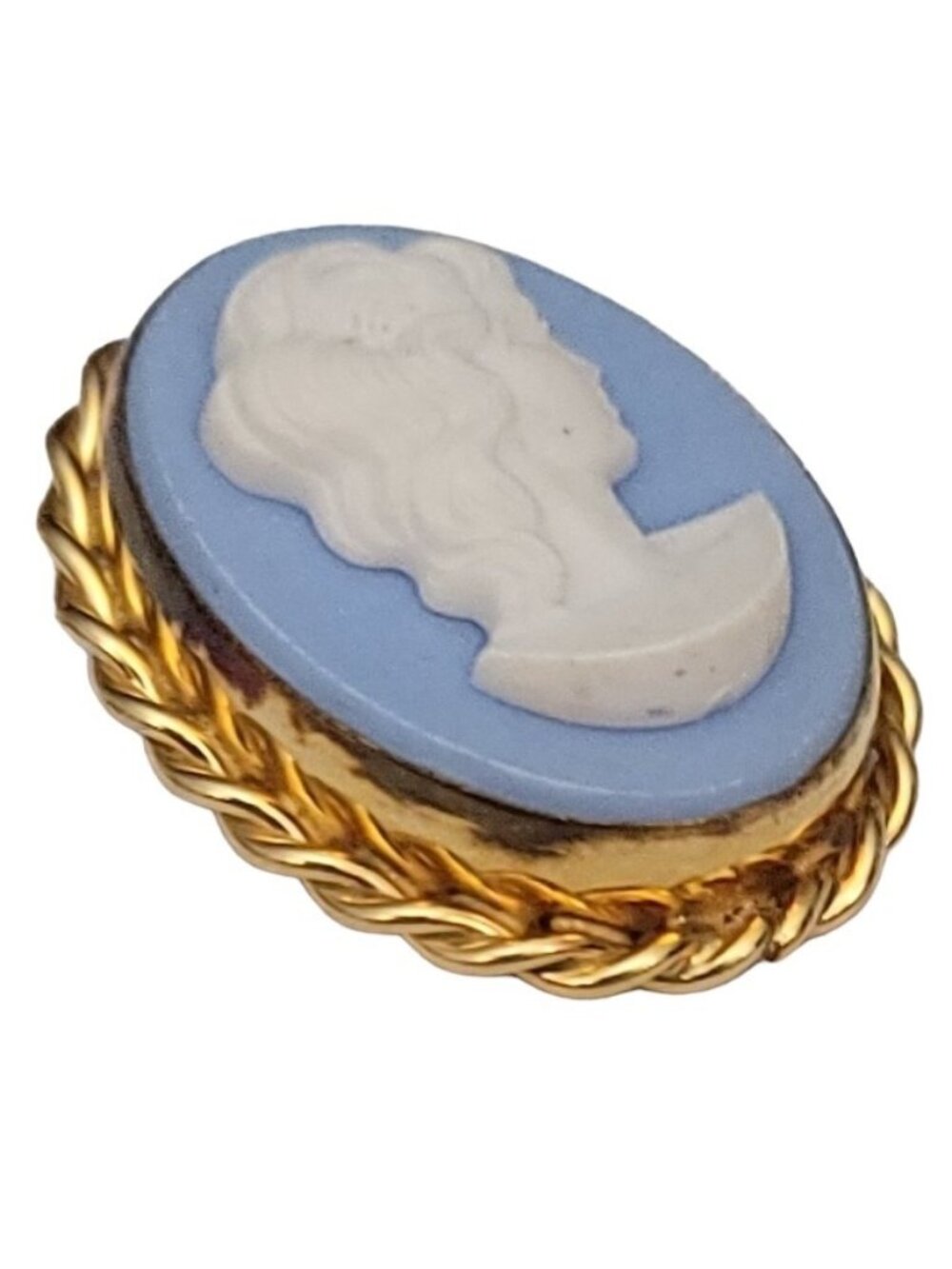 Carla 1-20 12K GF Blue Resin Cameo Brooch Pendant, Signed - Picture 2 of 9